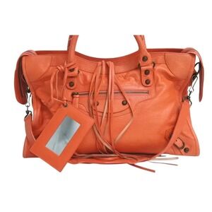 Balenciaga Orange Handbag The City Leather